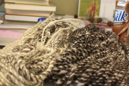 Hand-spun yarns with my favorite things: fashion illustration & soymilk <3, 2014